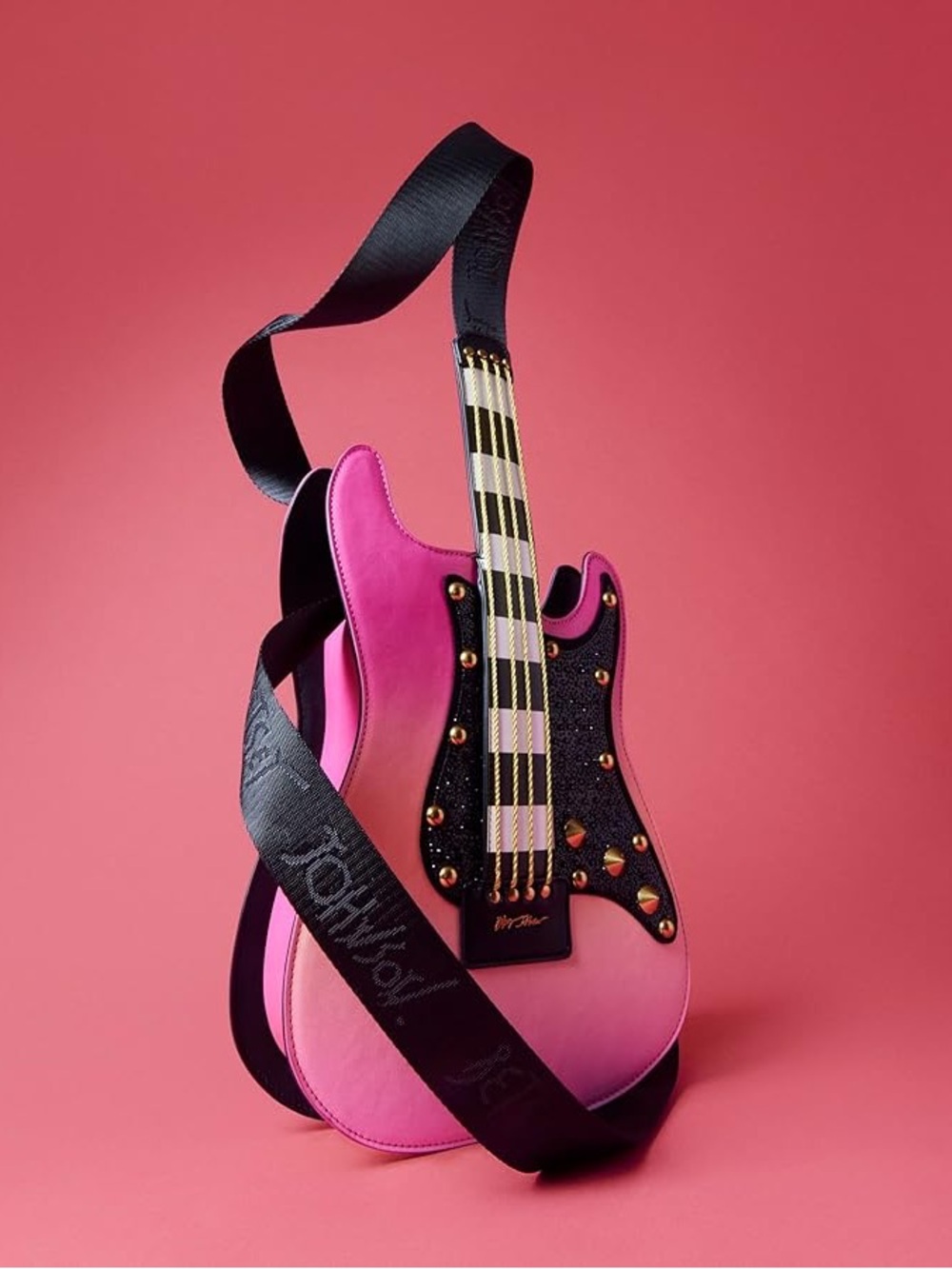 Betsey Johnson Kitsch Pretty N' Funk Pink Electric Guitar Crossbody Bag NWT